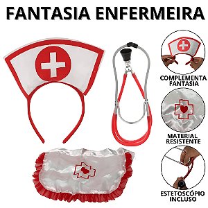 Fantasia Carnaval Enfermeira Estetoscópio De Brinquedo Tiara De Medica Fantasias Femininas Festa