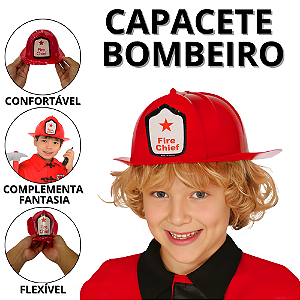 Capacete Bombeiro Infantil Fantasia Carnaval Criança Fantasias Infantis Menino Acessórios Chapéu