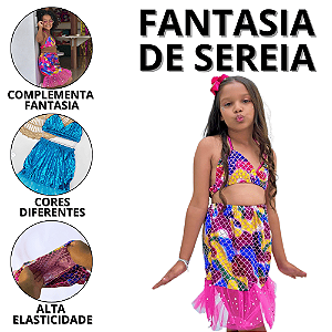 Fantasia Carnaval Feminina Sereia Biquini Infantil Com Saia Fantasias Infantis Acessórios Calda