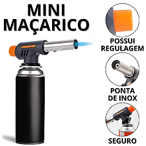 Maçarico Portátil a Gás Macarico Portatil Para Cozinha Com Regulagem Confeitaria Gourmet Casa