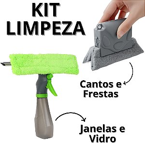Kit Limpeza Vidros E Cantos Rodo Com Reservatório E Escova Multiuso Casa Janelas Cozinha