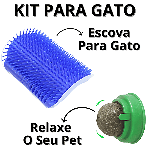 Kit Brinquedo para Gato com Catnip + Escova de Parede e Bolinha Adesiva
