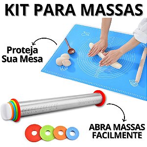 Kit Rolo de Massa com Nivelador e Tapete de Silicone Antiaderente