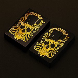 Baralho Preto Dourado Caveira À Prova Dágua Truco Poker