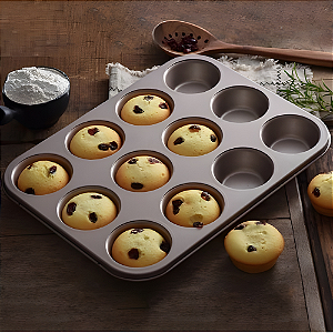 Assadeira Antiaderente 12 Cavidades para Cupcake e Muffins
