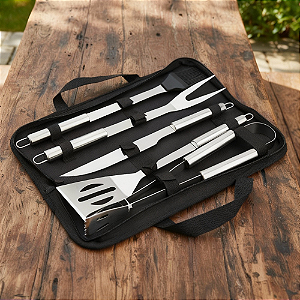 Kit Churrasco 5 Peças Profissional em Aço Inox Completo