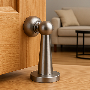 Trava de Porta Magnética Inox com Amortecedor Anti Impacto