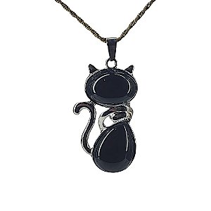 Pingente Gatinho Obsidiana