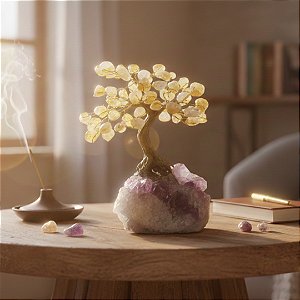 Árvore de Citrino com Base Amestista