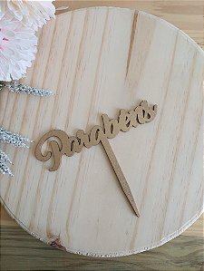 Topo de Bolo Parabéns em Mdf Dourado