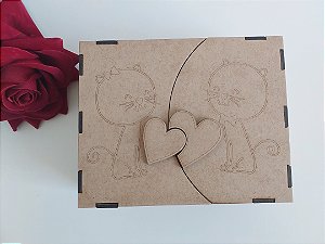 Caixa Romântica Gatinho em mdf