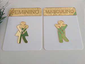 Kit Placa de Identificação para Banheiro em Acrílico Feminino e Masculino