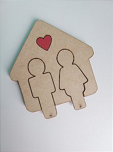 Porta Chave Casinha Casal em mdf