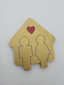 Porta Chave Casinha Casal em mdf