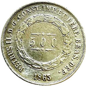 Moeda de Prata 916 de 500 Réis 1863 MBC/SOBERBA  [Brasil Império]