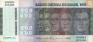 Cédula Brasil 500 Cruzeiros 1979 "RAÇAS" MBC [Brasil/República]