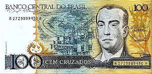 Cédula Brasil 100 Cruzados 1987 JK FE [Brasil/República]