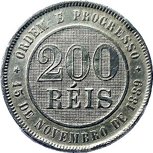 Moeda 200 Réis 1897 Cupro-Níquel SOBERBA [Brasil/República]