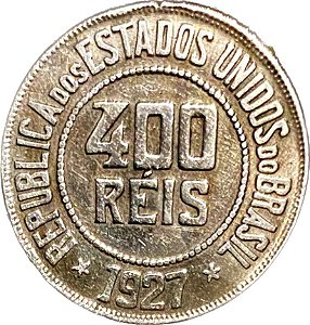 Moeda 400 Réis 1927 Cupro-Níquel MBC [Brasil/República]