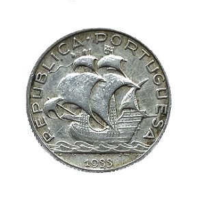 Moeda 2$50 Escudos PRATA 1933 [MBC]  República Portuguesa [MOEDA RARA!]