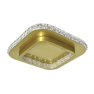 Luminaria Plafon D300mm Aco Com Acrilico Dourado Led 33w 3200k