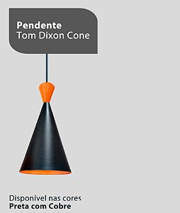 Pendente Aluminio Cone Tom Dixon Preto C/ Cobre E-27