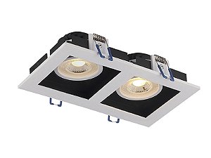 Spot Frame Embutir Quadrado Recuado Led 2xmr16 10w 3000k