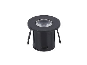 Spot Para Moveis Led Pik Redondo 1w 3000k Preto 2pcs