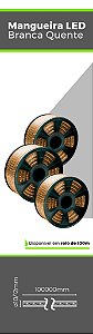 Mangueira Luminosa 12mm 2 Fios 30 Led Horizontal Branco Quente Warm P/ Metro 220v S/ Acessorios