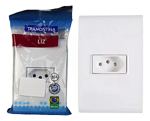 Conjunto 4x2 com 2 Tomadas 2P+T Tramontina 20 A  Liz Branco