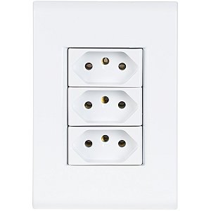 Conjunto 4x2 com 3 Tomadas 2P+T 10 A 250 V Tramontina Liz Branco