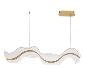 Pendente Sinuous 80x30cm Dourado - 3 Metros De Cabo
