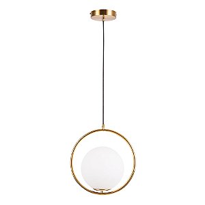 Pendente Balance Ø34cmxø20cm – Metal Dourado E Vidro Leitoso