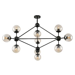 Pendente Maze Ø110x86cm - Preto E Vidro Champagne