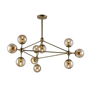 Pendente Maze Ø110x86cm - Dourado E Vidro Champagne