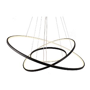 Pendente Júpter Ø80 Ø60 Ø40cm - 03 Metros De Cabo - Preto