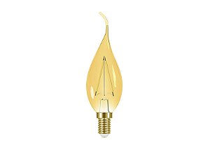 Lampada Led Filamento Vintage Vela Bico Torcido B35 127v Ambar