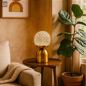 Abajur LED Lumina 3000K/6500K 3W 20CM Acrílico/Metal Dourado Sindora DCT02539