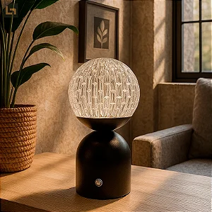 Abajur LED Lumina 3000K/6500K 3W 20CM Acrílico/Metal Preto Sindora DCT02537