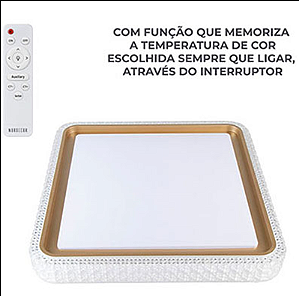 PLAFON LED KENLE QDR. 50CM 36W 3K/4K/6.5K DOURADO