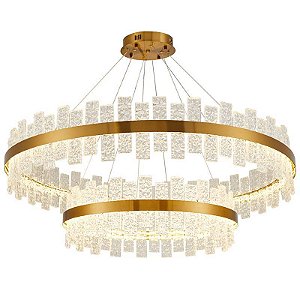 PENDENTE LED LOWY 60+100CM 80W 2700K DOURADO BRILHO