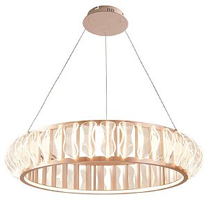 PENDENTE LED WAVY 80CM 100W 2700K OURO CHAMPAGNE