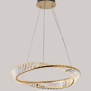 PENDENTE LED CRISTAL LEZIE 60CM 49W 3000K OURO BRILHO