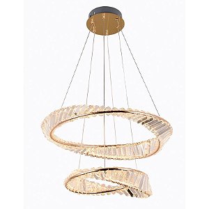 PENDENTE LED CRISTAL LEZIE 40+60CM 71W 3000K OURO BRILHO