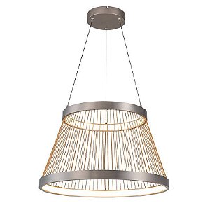 PENDENTE LED BEYS 68CM 50W 3000K CINZA/DOURADO