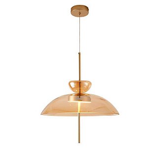 PENDENTE LED KHOLY 40CM 12W 3000K DOURADO/AMBAR