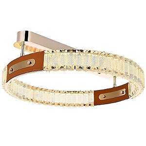 PLAFON LED CRISTAL GULTY 50CM 32W 3000K OURO BRILHO