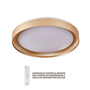 PLAFON LED ZYRA 49CM 33W 3/4K/6.5K DOURADO