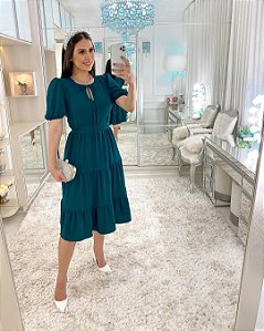 VESTIDO VERDE PETRÓLEO