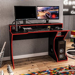 Mesa gamer preto com vermelho